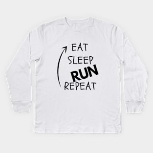 Eat Sleep Run Repeat by Dreanpitch Kids Long Sleeve T-Shirt